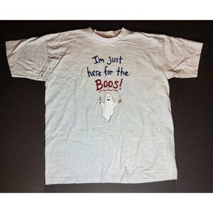 Vintage BaseLine I'm Just Here for the Boos! Ghost Funny Grey Shirt Size XXL 2XL